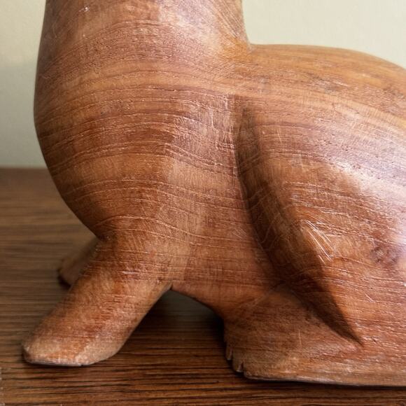 Vintage Hand Carved Wood MCM Cat Statue Figurine Boho Rustic Mid Century Modern - Picture 12 of 16